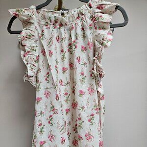 Pink floral on the go Ruffle sleevless top by Blu pepper